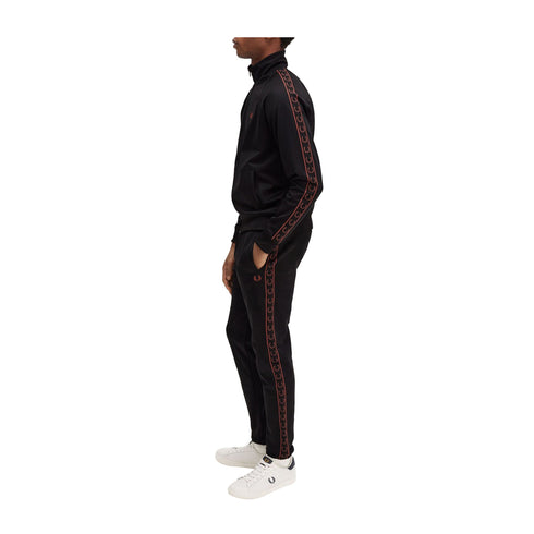 FRED PERRY Felpa con zip Felpa Uomo Contrast Tape Nero whisky - Francavilla Moda